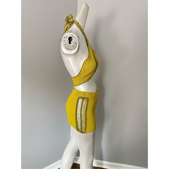 NWT My Beachy Side Rosemary Knitted Halter Crop Top & Shorts Set Moss XS-S - Picture 7 of 11